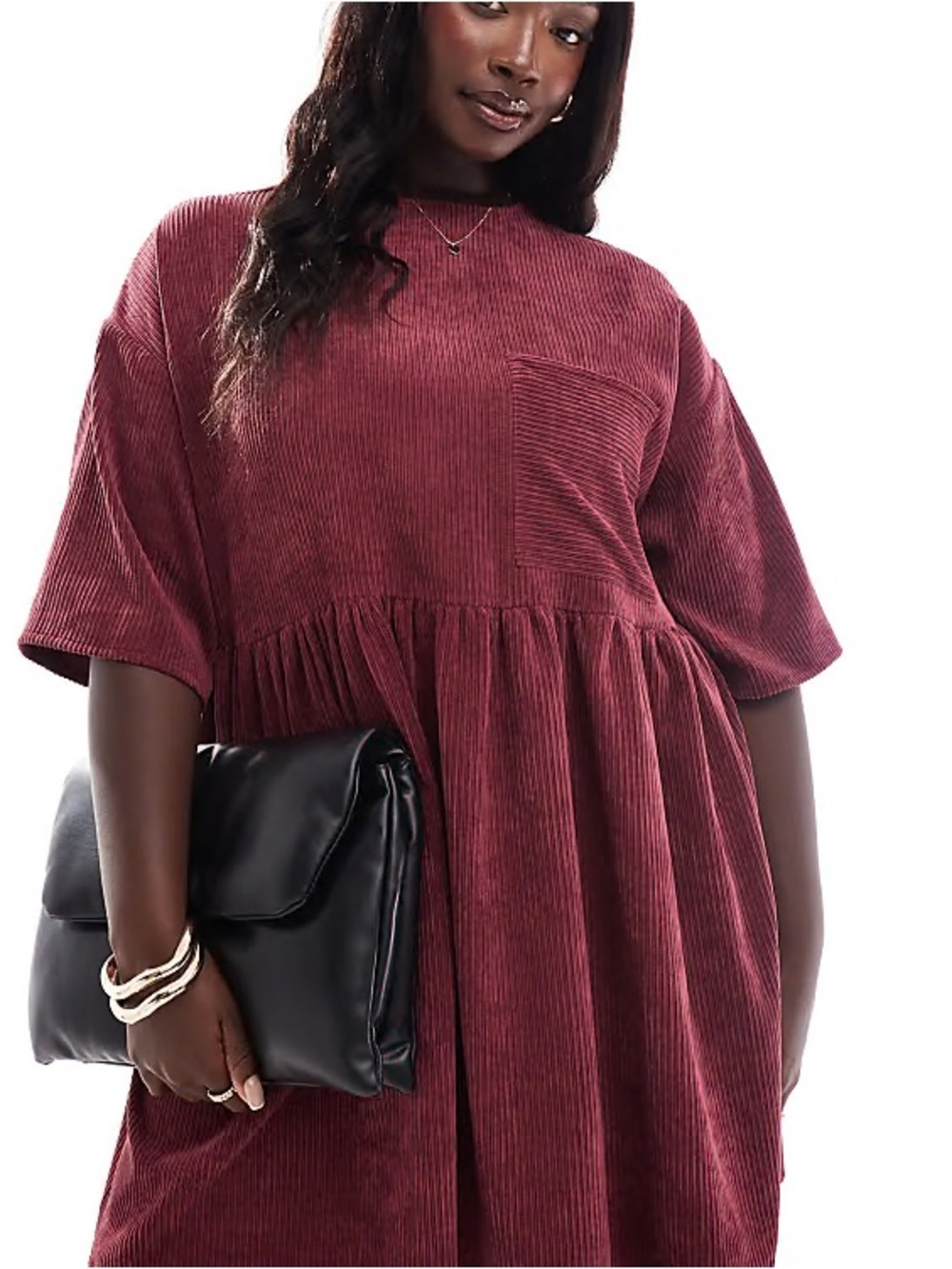 ASOS Burgundy Corduroy Mini Dress Size 12
